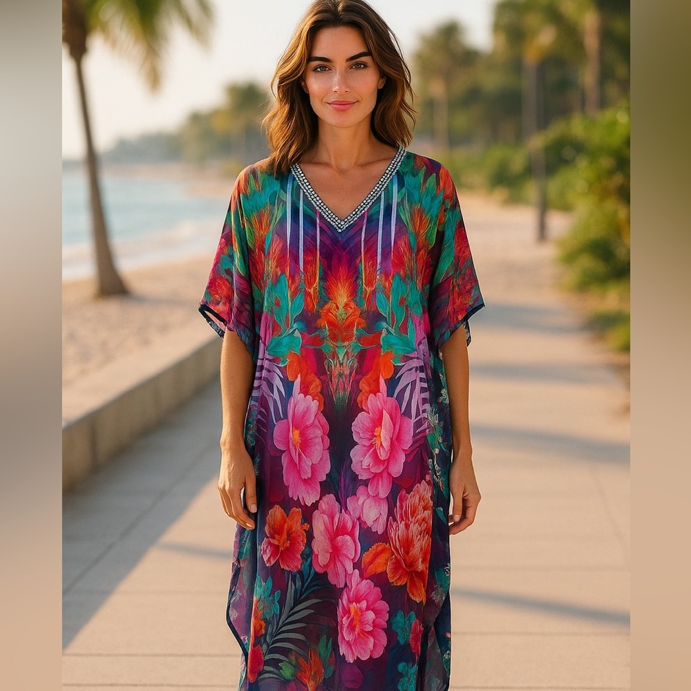 Ranee’s Floral Beach  Cover-Up/Kaftan